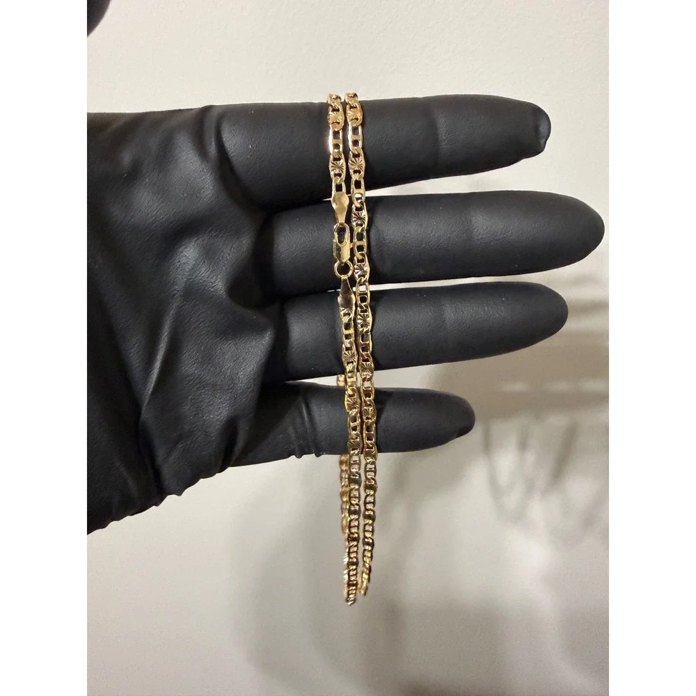 gold nugget cuban necklace chain 18k gold filled 3.75mm 26inch lobster clasp